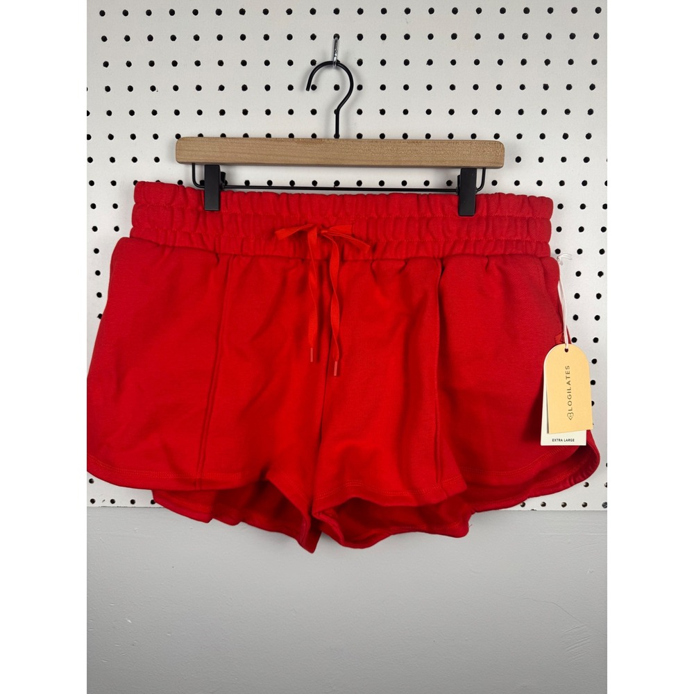 Blogilates Marshmallow Dolphin Short Red XL High Rise Drawstring Athletic Shorts